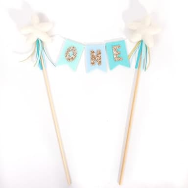 Felt Bunting Gold Glitter Cake Topper - First Birthday Party Decorations,1st Star Glitter Cake Bunting Topper,One Year Old Photo Prop (Blue One) - Image 9