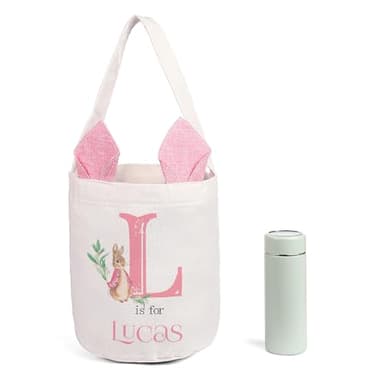 Personalized Easter Basket for Girls Boys Custom Name Initial Easter Bags for Kids Egg Bunny Baskets Party Candy Gifts Storage - Image 9
