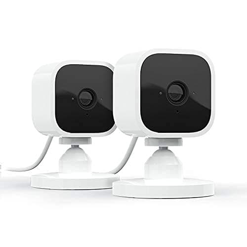Blink Mini - Compact indoor plug-in smart security camera, 1080p HD video, night vision, motion detection, two-way audio, easy set up, Works with Alexa – 2 cameras (White) - Image 1