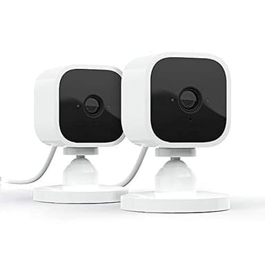 Blink Mini - Compact indoor plug-in smart security camera, 1080p HD video, night vision, motion detection, two-way audio, easy set up, Works with Alexa – 2 cameras (White) - Image 1