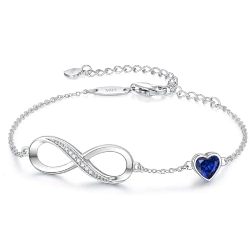 CDE Infinity Heart Symbol Charm Link Bracelet for Women 925 Sterling Silver Adjustable Mother's Day Gift Anniversary Jewelry Christmas Birthday Gifts for Wife Girlfriend Her - Image 1