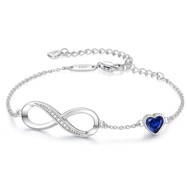 CDE Infinity Heart Symbol Charm Link Bracelet for Women 925 Sterling Silver Adjustable Mother's Day Gift Anniversary Jewelry Christmas Birthday Gifts for Wife Girlfriend Her - Image 1