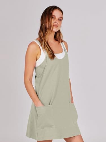 ANRABESS Women Athletic Dress Summer Tennis Workout Active Sports Mini Romper Dress Built in Shorts Travel Vacation Clothes Light Grey Small - Image 8