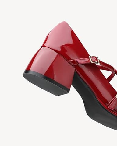 NEWBELLA Women's Mary Jane Shoes Chunky Block Heel Wedding Dress Shoes for Women Low Heels Close Rounded Toe Pumps (Red, Adult, Women, 7, Numeric, US Footwear Size System, Medium) - Image 4