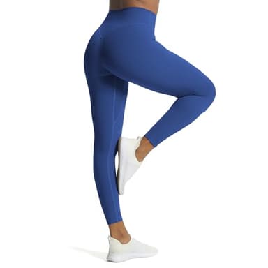 Aoxjox High Waisted Workout Leggings for Women Tummy Control Buttery Soft Yoga Metamorph Deep V Pants 26" (Bellwether Blue, Medium) - Image 1