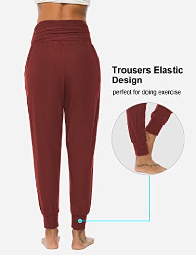 DIBAOLONG Womens Yoga Sweatpants Loose Workout Joggers Pants Comfy Lounge Pants with Pockets Burgundy 2XL - Image 5