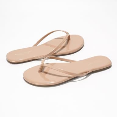 Project Cloud Flip Flops for Women - Memory Foam Flats Summer Sandals for Women 2025 - Vegan Leather Lightweight Womens Sandals Summer Beach Essentials Slides (Foundations, TAUPEPA, 10) - Image 5