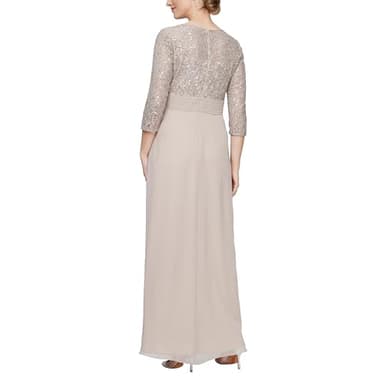 Alex Evenings Women's Long Mother of The Bride Dress with Empire Waist & Lace Bodice, Formal Event (Petite and Regular Sizes), Buff - Image 2