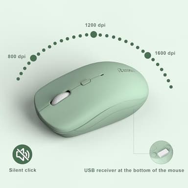 Wireless Keyboard and Mouse Combo, Full-Sized Wireless Keyboard and Adjustable DPI Mouse, 2.4GHz USB Receiver, Silent Keyboard and Mouse for PC, Windows, MAC, Desktop, Laptop (Avocado Green) - Image 6