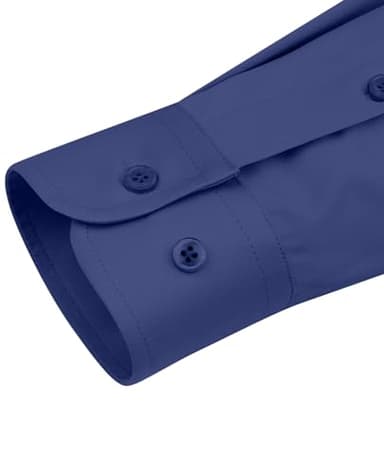 siliteelon Dress Shirts for Women Long Sleeve Button Down Shirts for Women Work Shirts Office Blouse Top Dark Blue X-Small - Image 7