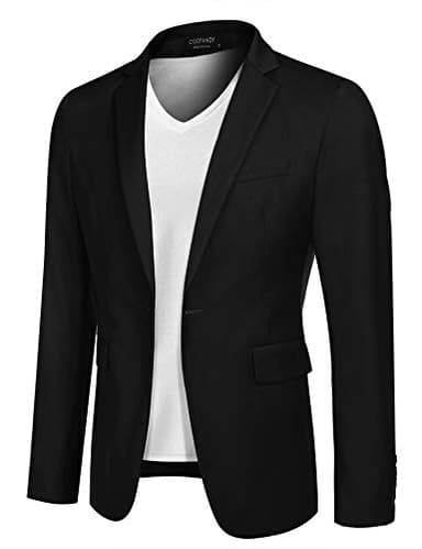 COOFANDY Mens Business Coat Regular Fit Blazer Suit Coat One Button Jacket Executive Sports Coats (Black XXL) - Image 1