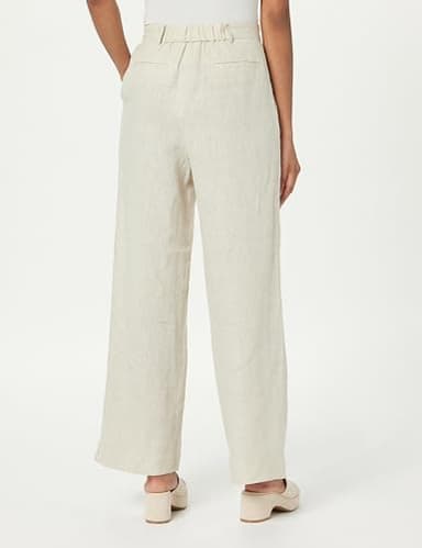 The Drop Women's Amalia Relaxed Pleated Trousers, Natural Linen, S - Image 2