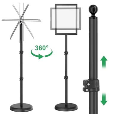 Sign Holder,8.5x11 inch Telescopic Adjustable Floor Sign Stand - Aluminum Openable Frame, 360° Rotatable, Suitable for Vertical and Horizontal Display - Perfect for Malls, Schools, Restaurants - Image 3