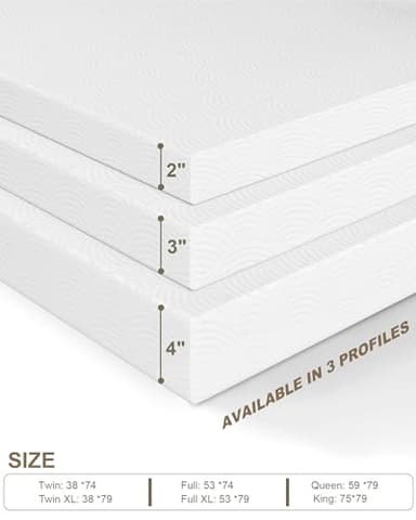 Zenzy 2" Twin Extra Long Firm Memory Foam Mattress Topper, [Removable] [Washable] Cover and [Adjustable] Straps, CertiPUR-US Certified Firm Mattress Topper Twin XL for College Dorm- White - Image 8