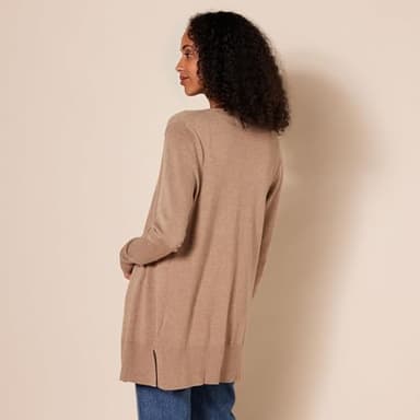Amazon Essentials Women's Lightweight Open-Front Cardigan Sweater (Available in Plus Size), Camel Heather, Small - Image 3