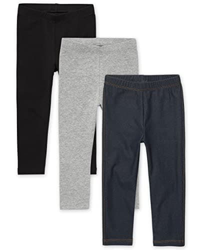 The Children's Place Baby Girls And Toddler Girls Leggings,Black/Smoke Gray/True Indigo 3 Pack,5T - Image 1
