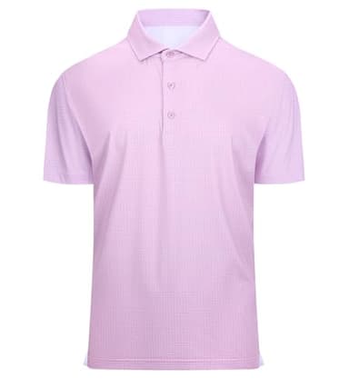 Alex Vando Mens Golf Shirt Moisture Wicking Classic Print Golf Shirts for Men,Pink Dots,L - Image 1