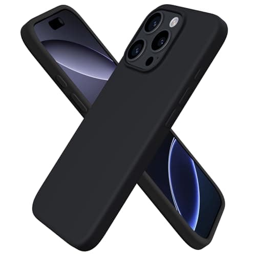 ORNARTO Compatible with iPhone 16 Pro Case 6.3", Slim Liquid Silicone 3 Layers Soft Gel Rubber Shockproof Protective Case with Anti-Scratch Microfiber Lining-Black - Image 1