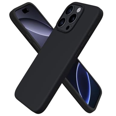 ORNARTO Compatible with iPhone 16 Pro Case 6.3", Slim Liquid Silicone 3 Layers Soft Gel Rubber Shockproof Protective Case with Anti-Scratch Microfiber Lining-Black - Image 1