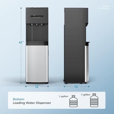 Euhomy Self-Cleaning Bottom Loading Water Dispenser, 3 Temperatures - Cold/Hot/Warm, with Child Lock, Display Light, Suitable for Apartments, Schools, Companies, Black - Image 7