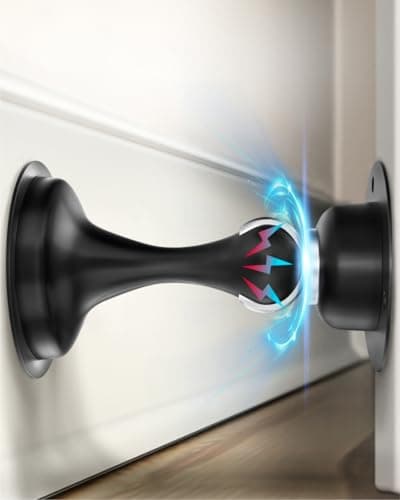 Door Stoppers Magnetic Door Catch - 2 Pack Stainless Steel Heavy Duty Door Holder Stops for Bottom Top of Door - Wall Floor Mounting No Drill 3D Adhesive & Screws Strong Magnet Keep Door Open - Image 1