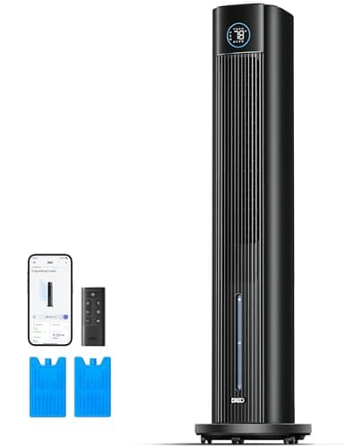 Dreo Tower Fan for Bedroom, 43" Cooling Fans That Blow Cold Air 2025 Upgraded, Evaporative Air Cooler, Quiet 85° Oscillating Floor Fan, Easy Cleaning, APP Control, 4 Modes & 4 Speeds, 12H Timer, Black - Image 1