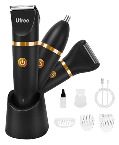 Ufree Body Hair Trimmer for Women, Manscape Pubic Hair Trimmer, 3 in 1 Body Grooming Kit for Lady, Waterproof Body Electric Shaver Razor, Grooming for Face and Body, Gifts for Women, Black - Image 1
