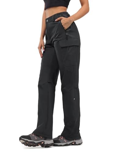 Moosehill Women's-Hiking-Pants-Cargo-Quick-Dry-Stretch-Lightweight Work Outdoor Pants with 5 Deep Pockets (Black, 6, 31in) - Image 1