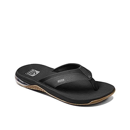 Reef Anchor Mens Beach Flip Flop, Water Friendly, Cushioning Heel Airbag, Black/Silver, 9 - Image 1