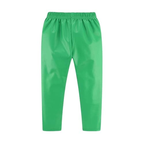 Mud Kingdom Little Girls Christmas PU Leather Leggings Soft Fleece Lined Winter Pants Thick Warm Stretch Trousers Christmas Green Size 7-8