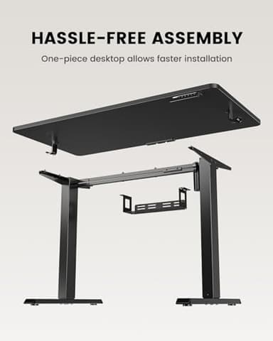 ErGear Whole Piece Standing Desk, Adjustable Stand Up Desk with Cable Management Tray, Electric Computer Workstation for Home Office, 48x24 inch, Black, EGESD64B - Image 6