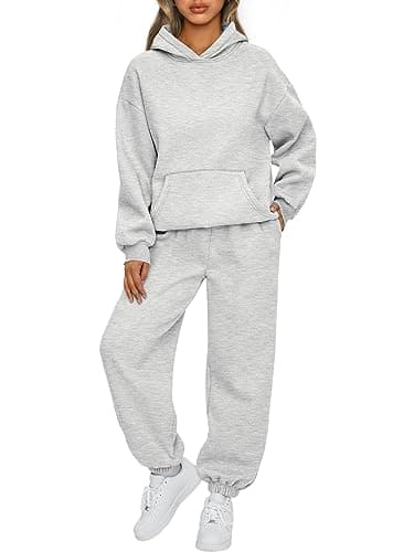 AUTOMET Sweatsuits Women 2 Piece Outfit Lounge Two Piece Sets Fall Fashion 2025 Tracksuits Oversized Sweatshirt and Sweatpants Casual Teen Girls Clothing Grey M - Image 1