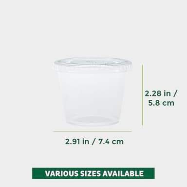 Freshware Plastic Portion Cups with Lids [5.5 Ounce, 100 Sets] Souffle Cups, Jello Shot Cups, Condiment Sauce Containers For Sampling, Sauce, Snack or Dressing - Image 3