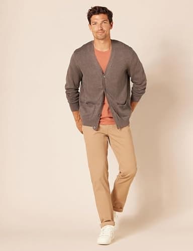 Amazon Essentials Men's Cotton Cardigan Sweater, Brown Heather, Medium - Image 5