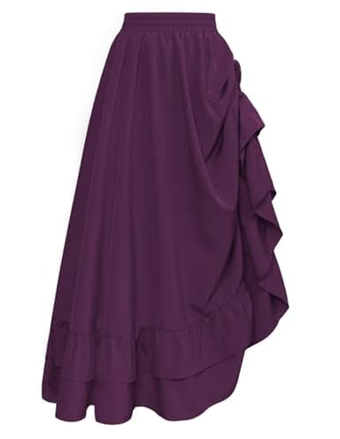 Womens Renaissance Skirt Ren Faire Fall Medieval Long Maxi Skirts Dark Purple S - Image 1