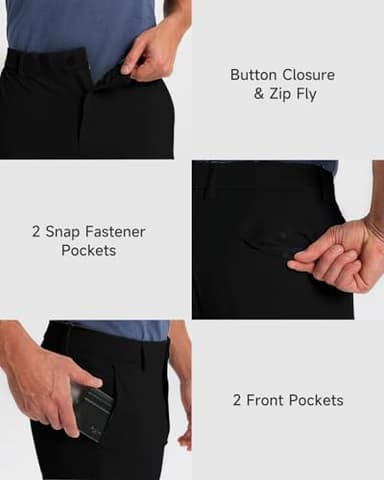 SNOWTEN Men's Golf Joggers Pants with 5 Pockets Stretch Fit Work Dress Athletic Jogger Sweatpants for Running Gym Black 2XL - Image 5