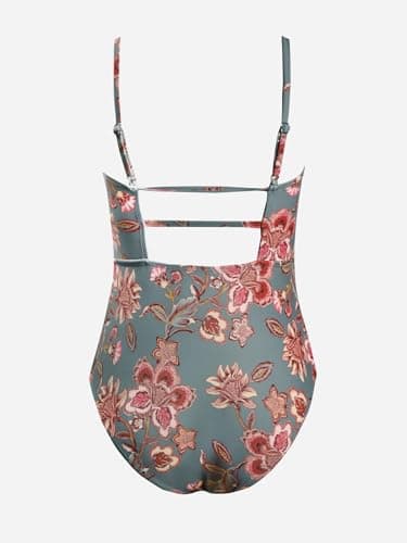 CUPSHE Women's One Piece Swimsuit Square Neck Cutout Back Tummy Control Adjustable Straps Striped Swimwear, M - Image 6