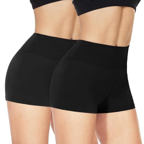 NexiEpoch 2 Pack Biker Shorts for Women - 3"/5"/8" Booty Volleyball High Waisted Black Spandex Shorts for Yoga Dance Workout - Image 1