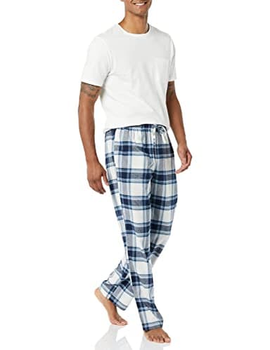 Amazon Essentials Men's Breathable Flannel Pyjama Trousers (Available in Big & Tall), Grey White Plaid, M - Image 4