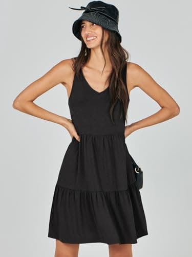 ANRABESS Womens Summer Casual Tank Dress Sleeveless V Neck T Shirt Sundress Flowy Tiered Swing Mini Beach Vacation Dresses Black Medium - Image 8