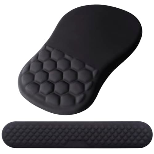 Mouse Pad Wrist Support, Laokiiy 2 in1 Keyboard Wrist Rest+ Ergonomic Mouse Pad, Non-Slip Wrist Rest for Computer Keyboard, Made Easy Typing & Relieve Wrist Pain（Black - Image 1