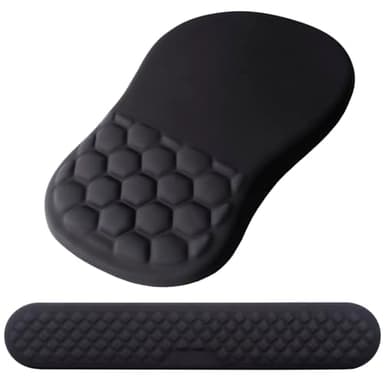 Mouse Pad Wrist Support, Laokiiy 2 in1 Keyboard Wrist Rest+ Ergonomic Mouse Pad, Non-Slip Wrist Rest for Computer Keyboard, Made Easy Typing & Relieve Wrist Pain（Black - Image 1