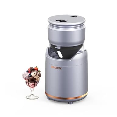 BRIOBITE Ice Cream Maker Machine – Premium Electric Mini Maker Machine with Low-Noise Operation, Rechargeable,Perfect for Gelato, Sorbet & Frozen Yogurt, Easy to Clean,Silver - Image 1