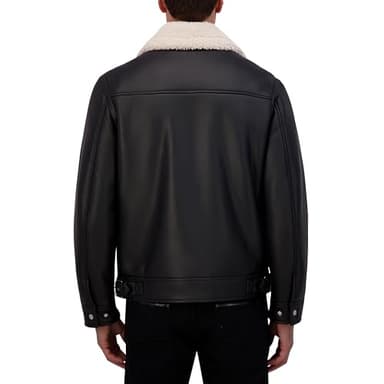 Kenneth Cole Men's Faux Shearling Moto, Black - Image 4
