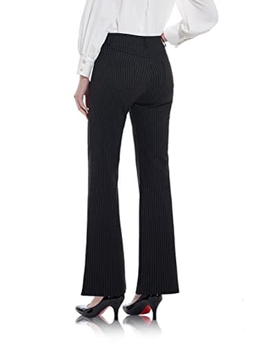 Tapata Women's 28"/30"/32"/34" Stretchy Bootcut Dress Pants with Pockets Tall, Petite, Regular for Office Work Business 32'', Black, Pinstripe, L - Image 3