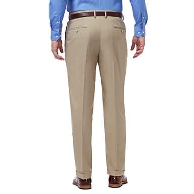 Haggar Mens Premium Comfort Classic Fit Pleat Front Reg. And Big & Tall Sizes Dress Pants, Medium Khaki, 34W X 34L US - Image 3