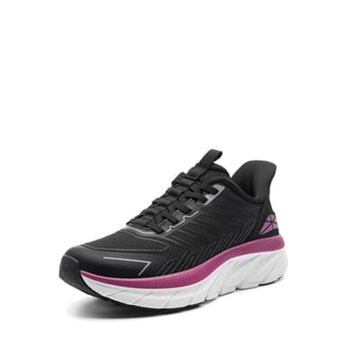 ALLSWIFIT Women's Slip On Walking Shoes Running Comfortable Tennis Breathable Non Slip Athletic Gym Workout Cross Training Fashion Sneakers,Size 7.5,Black/Fuchsia,SARR034W - Image 1