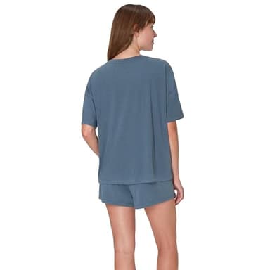 Hanes Women's Originals 2 Piece Lounge, Comfywear Supersoft Boxy T-Shirt & Sleep Shorts Loungewear Set, Stargazer Grey/Stargazer Grey, Medium - Image 2