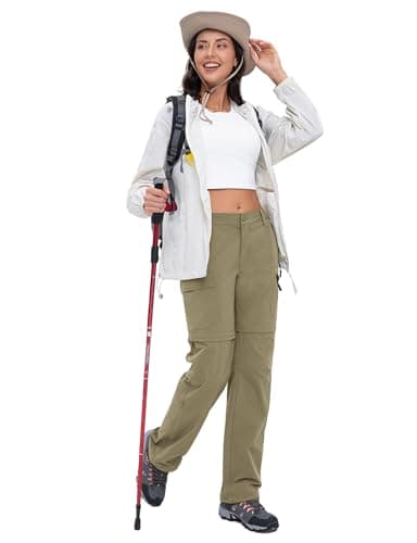 Cycorld Women's-Hiking-Pants-Convertible Quick-Dry-Stretch-Lightweight Zip-Off Outdoor Pants with 5 Deep Pockets (Khaki, Large) - Image 6