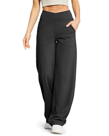 G4Free Wide Leg Pants Woman Yoga Pants with Pockets Loose Lounge Sweatpants High Waist Dress Trouser Pants for Business Casual Work(Black,XXXL,31") - Image 1
